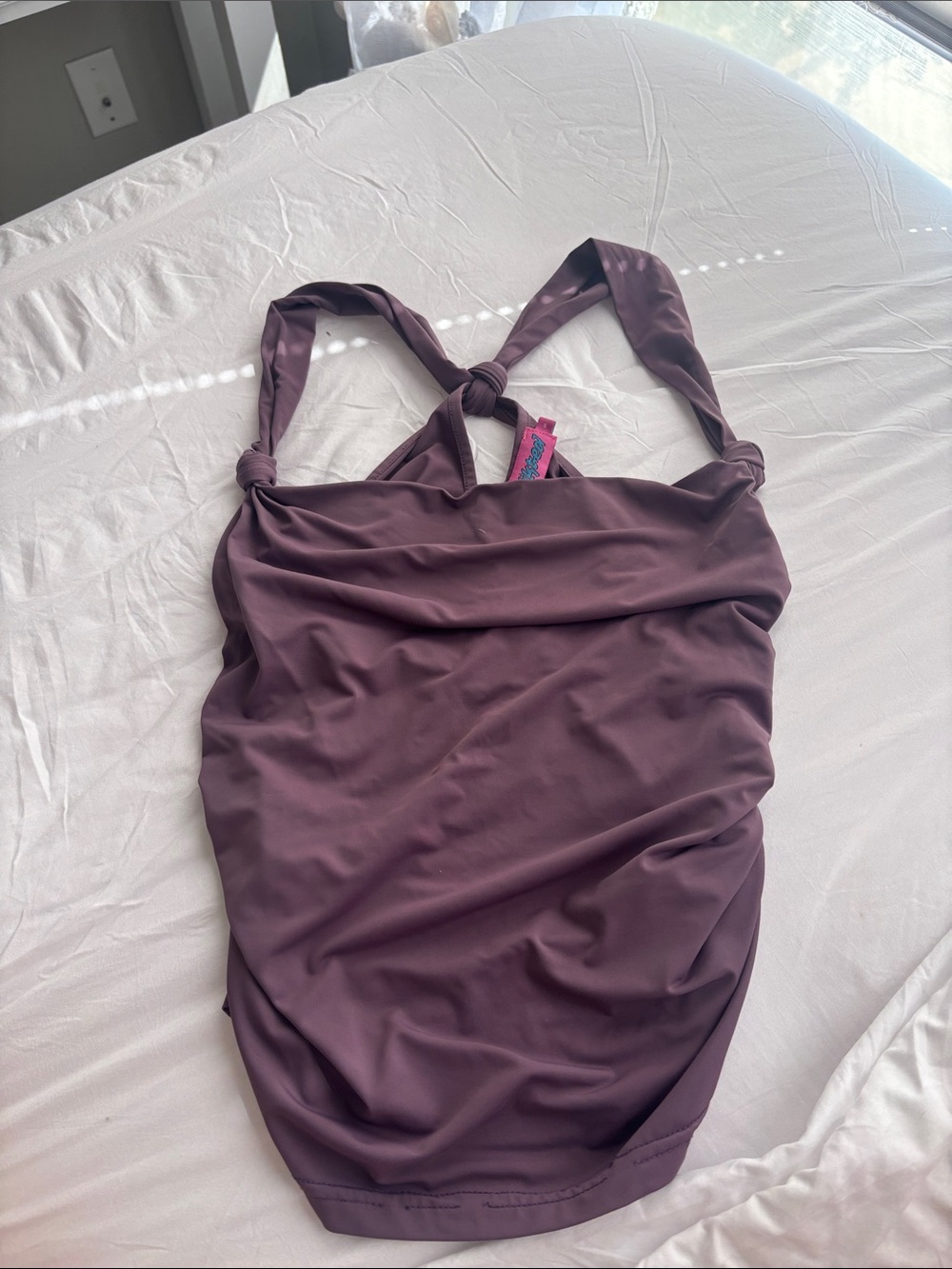 Edikted Plum Knot-Strap One-Piece Swimsuit